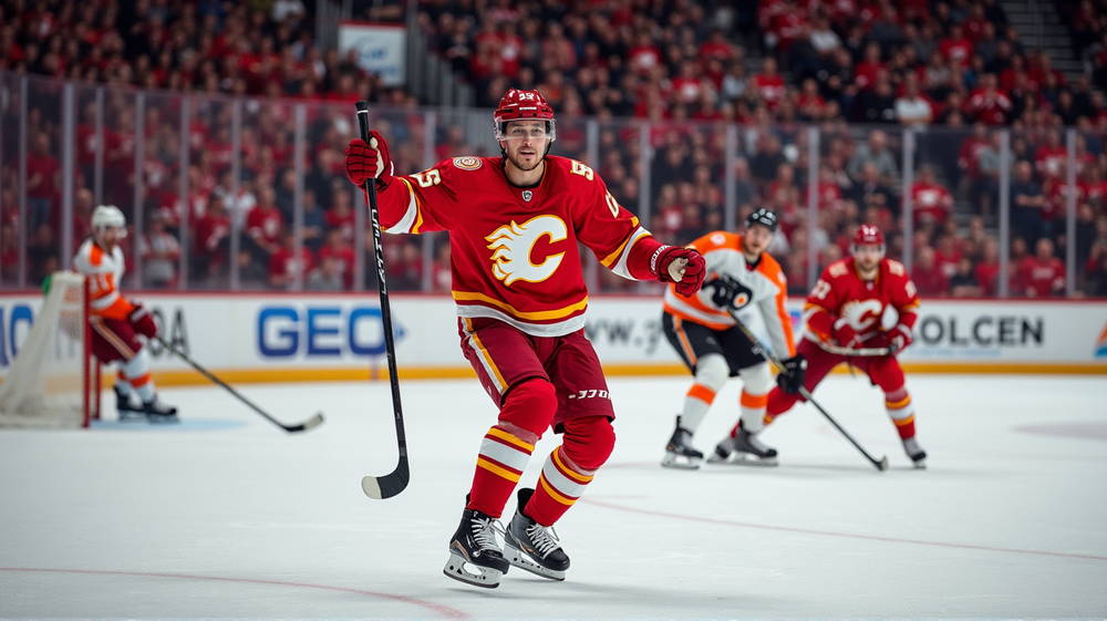 Connor Zary's Stunning Double Lifts Flames Over Flyers in Electrifying Showdown